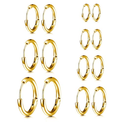 COYUN 7 Paires Boucles d’Oreilles Anneau Homme Femme, Boucle d Oreille Homme Anneaux, Petites Boucles d'Oreilles Créoles, Piercing Oreille Lobe Piercing...