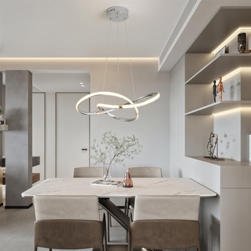 Lustre LED plafonniers chrome et noir anneau lumineux haut de gamme
