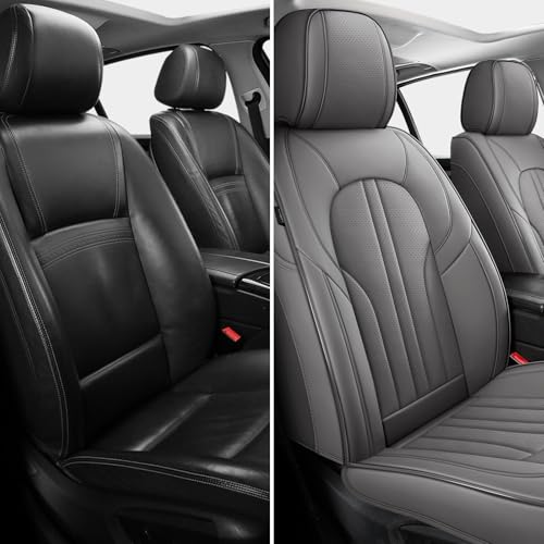 Image of MINGBRON Car Seat Covers Front Seats, Comfortable Leather Car Seat Covers, Waterproof Front Seat Covers for Cars, Luxury Automotive Seat Protecor Covers for Most Sedans SUV Pick-up Truck (Gray)