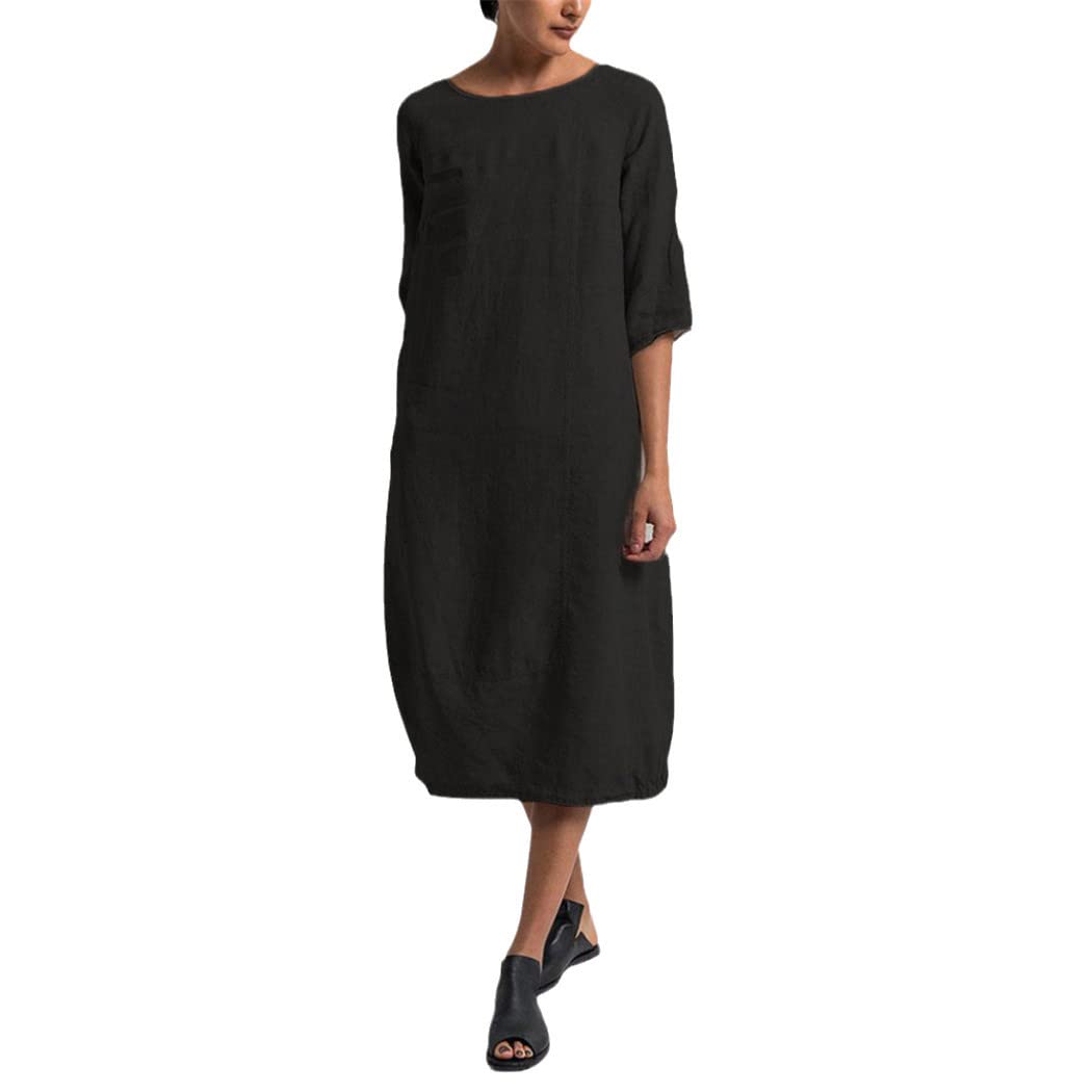 Robe d'été vintage en lin doux et coupe ample fluide