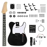 Ktaxon DIY Guitar Kit with Solid Body, Tech Fingerboard and Maple Neck, 6 String DIY Electric Guitar Kit with Classic Design, Easy Installation & Full Equipment to Build Your Own Guitar (KTL-Black)