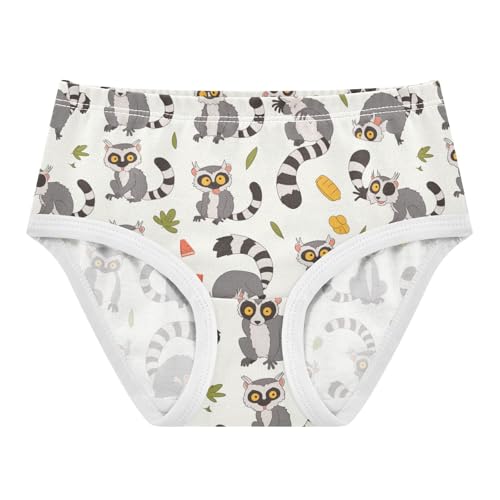 Wusikd Cute Lemur Print Girls' Underwear Cotton Girls Briefs Soft Toddler Underwear 2T