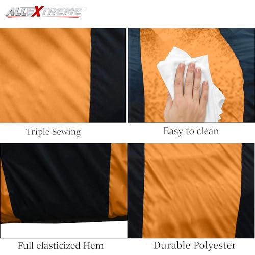 Image of Allextreme KSG5003 Car Body Cover Compatible with Kia Sonet Custom Fit Dustproof UV Heat Resistant Indoor Outdoor Body Protection (Navy Blue & Orange with Mirror)