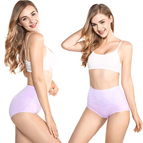 High Waist Tummy Control Panties for Women, Cotton Underwear No Muffin Top Shapewear Brief Panties