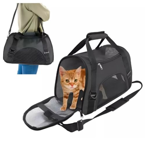 Mala Bolsa Transporte Avião Carro Nylon Cachorro Gato Preta