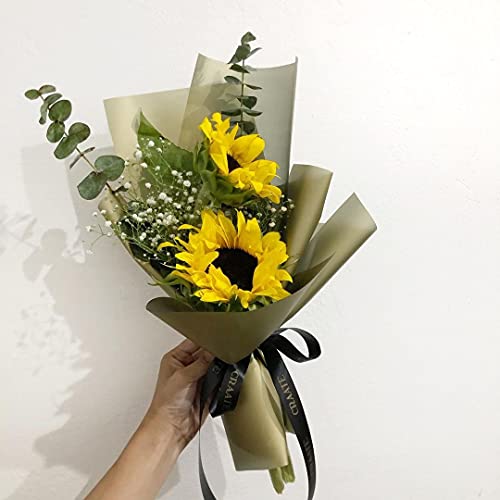 Image of Oasis Floral Products Flower Bouquet Wrapping & Gift Packing Cellophane Film Roll 80cmx25mtr (1 No) (Daisy White) (7054 Antique Gold)
