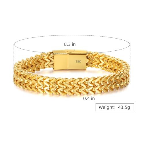 18K gold men's hip-hop Cuban chain solid 14K gold mesh bracelet Father's Day, birthday, Christmas gift2