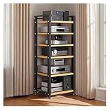 HiFi-Audio-Schrank, 140 cm, 6-stöckig, verstellbar, für Heim/Büro, Theaterausrüstung, beigefarbener Audio-Komponentenständer