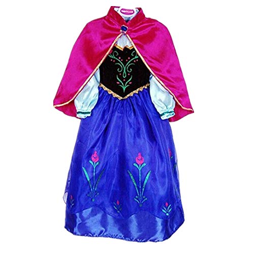 Nice SPORT - Vestidos para niños, princesa, Anna La Reina de las Nieves, disfraz de regalo de cumpleaños, Navidad, carnaval, Halloween, color azul, talla 110 cm (3-4 años)