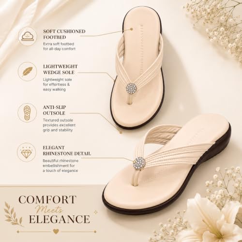 Image of Women Stylish Toe Ring Flats | Cushioned Comfort Slip-On Sandals | Anti-Slip Daily Wear| Lightweight Casual Footwear KS913