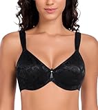 Lemorosy Women's Minimizer Bra Full Coverage Unlined Underwire Comfortable Everyday Bras Plus Size (36C,Black)