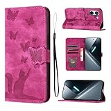 LSPCASA Funda para teléfono móvil Xiaomi Poco X8 Pro 6.59" PU Premium de cuero con diseño de gato mariposa Funda con ranuras para tarjetas, tipo libro con función de soporte para Xiaomi Poco X8 Pro