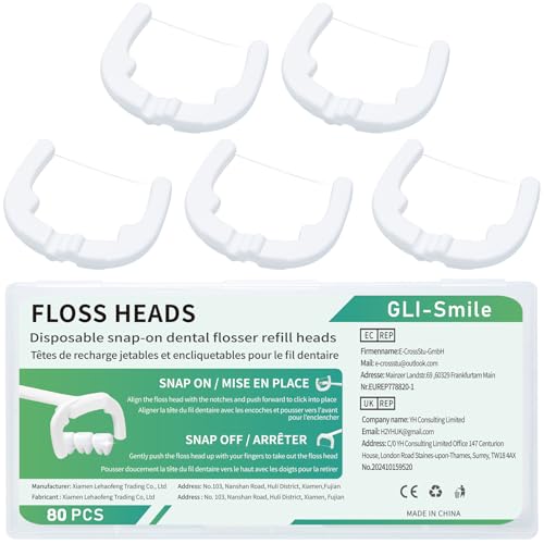 Ultraclean Access Flosser Refill Heads, Effective Plaque Removal for Proper Oral Care & Hygiene, Durable Flosser Refill Heads, PFAS Free, 80ct