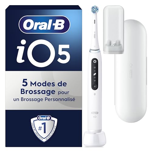 Oral-B Brosse A Dents Electriques iO 5 Blanche, 5 Modes De Brossage Dont Blancheur, Capteur De...