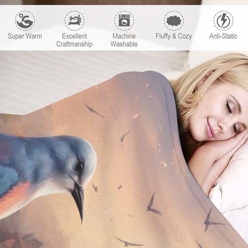 Couverture flannel oiseau mignon plaid canapé durable chaud - 6
