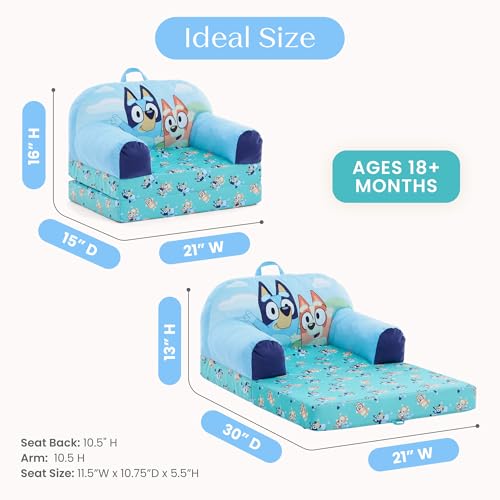 Delta Children - Bluey Cozee Buddy Flip-Out Kids Chair, Blue - image 5