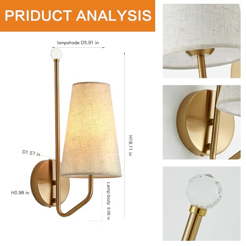 MHSNL Small Battery Operated Wall Sconces,Rechargeable Wall Lights Set of 2 with Remote Dimmable Cordless Battery Sconce Indoor Wall Lamps for Bedroom Living Room Bedside Hallway Stairs Bathroom Gold — view 5