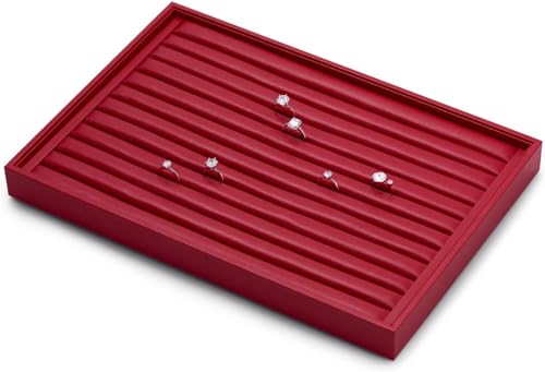 Red Leather Jewelry Tray Ring Earrings Trays Ring Holder Organizer Tray Jewelry Display Trays For Rings, Earrings, Coins, Brooches Storage Display