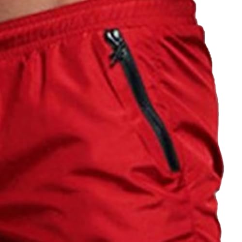 DGHM-JLMY Men's Elastic Waist Workout Shorts Summer Casual Drawstring Beach Shorts Swim Trunks with Liner Zip Pockets3