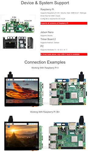 Image of waveshare 3.5inch HDMI LCD, Compatible with Raspberry Pi 5 /4B /3B /Zero /Zero W /Zero 2W /Pico /Pico W /Pico WH, Capacitive Touch IPS LCD Display, 640x480, Audio Jack