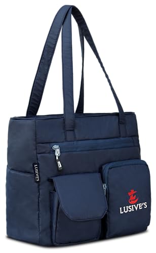 Image of Lusive's Double Pocket Handbag for Women: Stylish, Ideal Companion for Work, Travel, Polyester Material, Spacious 10-liter Capacity, 6 Pockets.