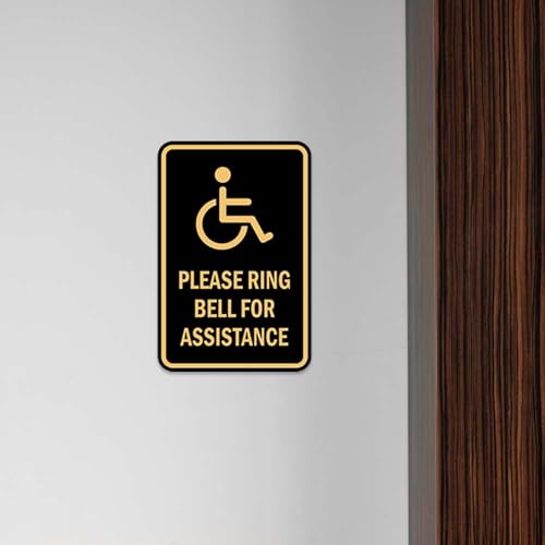 Disque Please Ring Bell For Assistance bleu compact Signs ByLITA x2