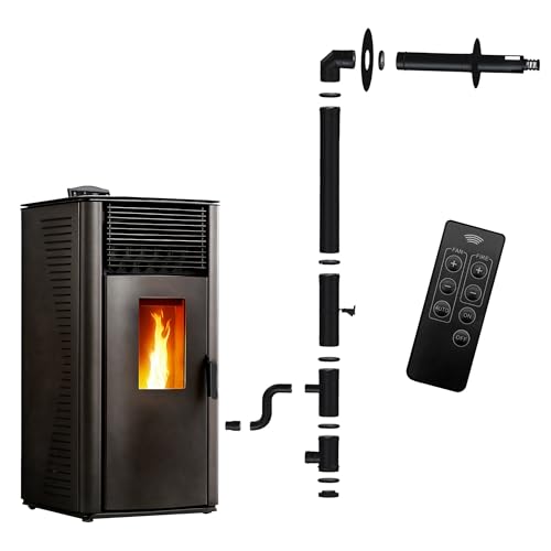 Poêle à granulés étanche Anita 15 kW Noir Sannover + Kit d'installation Complet