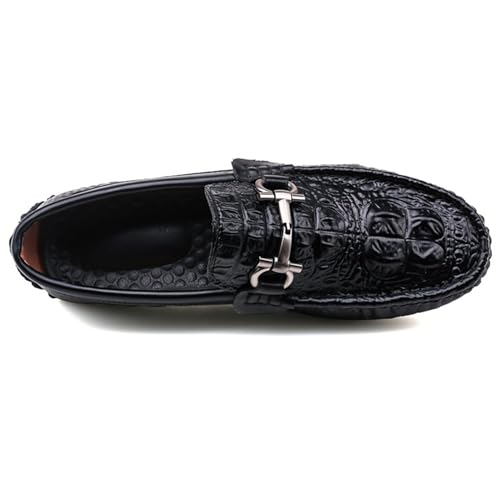 Men's Crocodile Pattern Leather Loafers Slip-on Driving Walking Moccasins with Metal Buckle Business Casual Fashion Wedding Dress Boat Shoes4