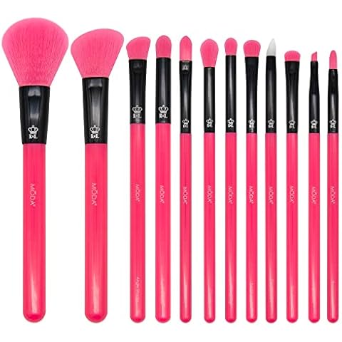 MODA 12 PC Neon Kit - Includes face & eye brushes (Pink) Cover