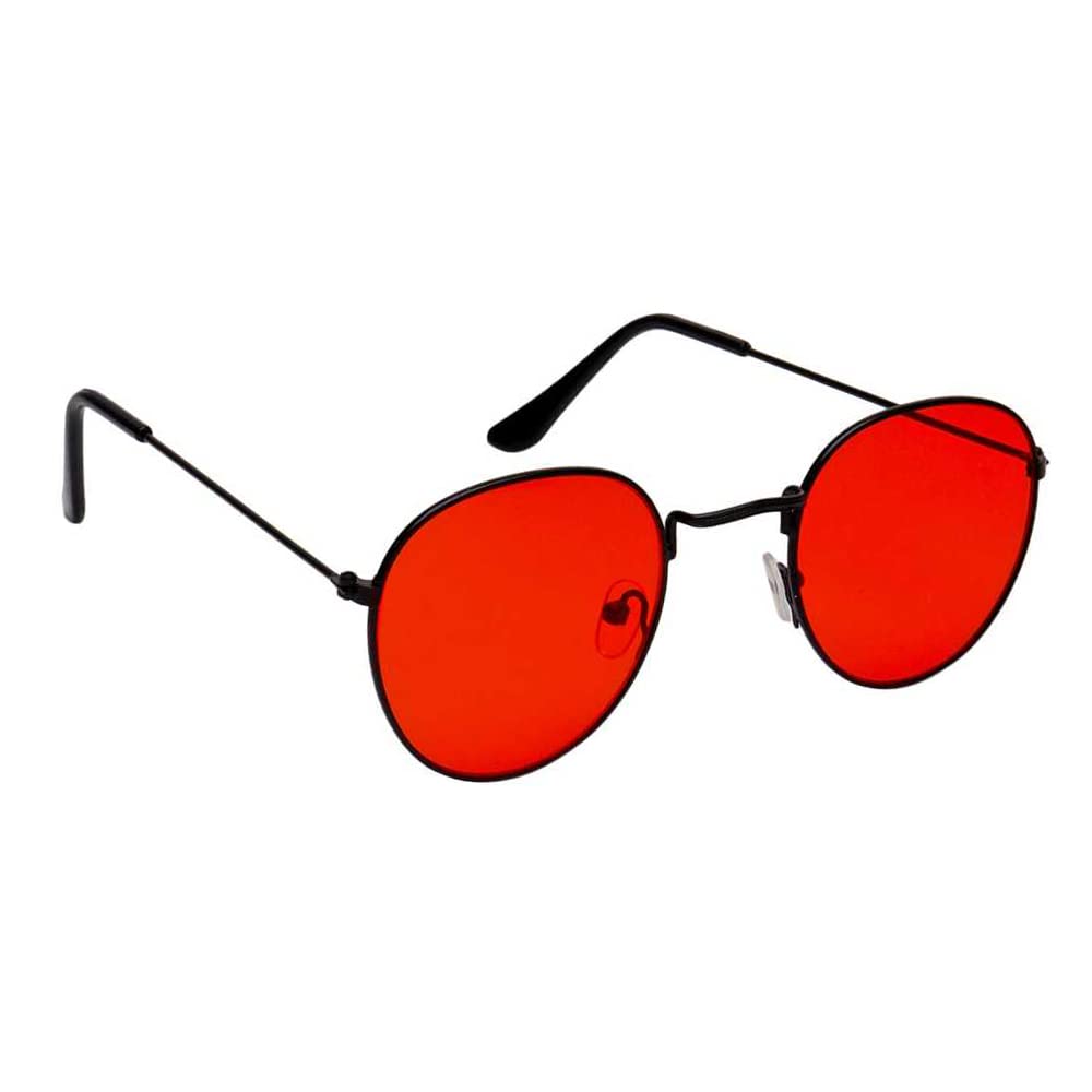 Men Oval Shape Sunglasses, LW337, Red Lenses, Black Frame, Pack of 1-image-23