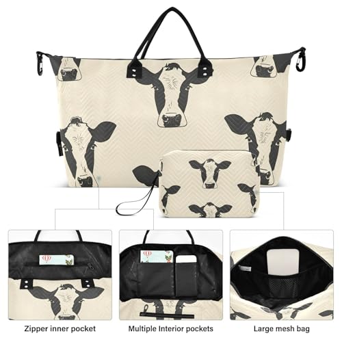 Travel Duffle Bag Gym Bag, Cows Print Weekender Bags for Women with Toiletry Bag Travel Tote Bag Swim Bag2