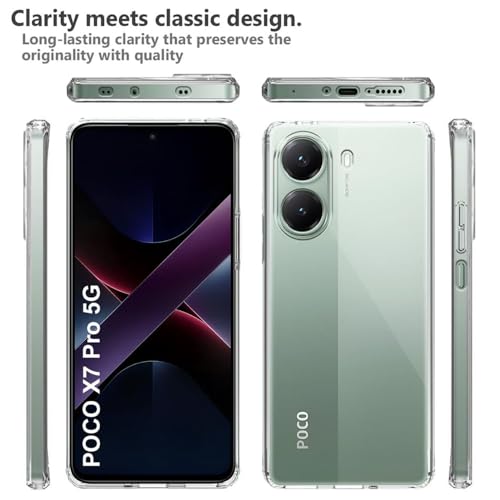 Image of Amazon Brand-Solimo Mobile Cover for Poco X7 Pro 5G (Soft & Shockproof Back Case with inbuilt Cushioned Edges), Clear