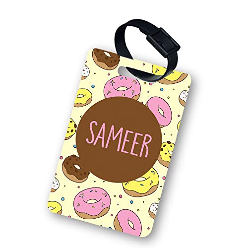 Image of Personalized Luggage Tag with Name & Photo - Unisex (Donuts) | Custom Luggage Tag