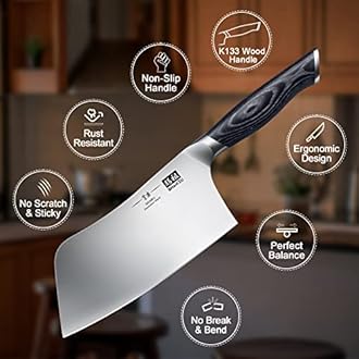 SHAN ZU 7 Inch Chef Knife, Sharp Meat Cleaver Knife Vegetable Chopper Professional Japanese High Carbon Stainless Steel Kitchen Chopping Knife with K133 Wood Handle, Black Tortoise Genbu Series