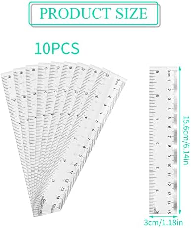 Plastic Ruler Set,10 Pcs 15cm Clear Ruler Transparent Straight Ruler Shatter Resistant Ruler School Office Stationary Ruler for Student Kids Teacher