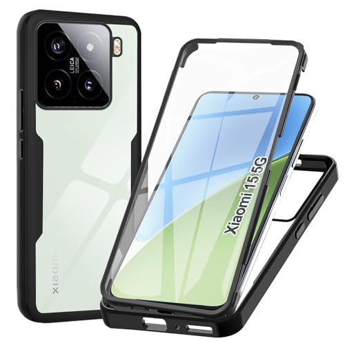 WeiCase Funda para Xiaomi 15 5G, Transparente 360° Protección Funda con Protector de Pantalla Integrado Antigolpes Silicona Carcasa para Xiaomi 15, Nero