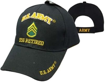 New Black US Army SSG Staff Sergeant Retired Hat Ball Cap Veteran E-6 Licensed