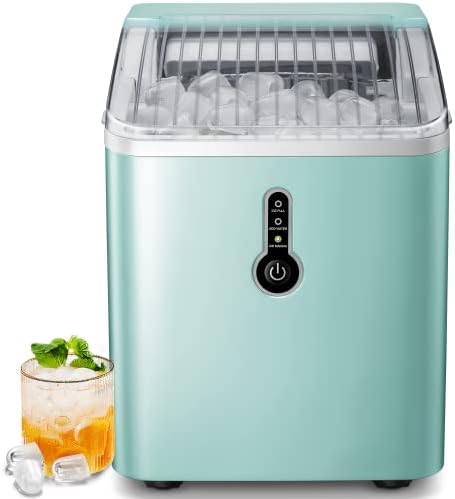 ZAFRO Ice Maker Countertop, Portable Ice Maker with Self-Cleaning, 26Lbs/24Hrs, 9 Cubes Ready in 8 Mins, One-Key Operation, Compact Ice Maker with Ice Scoop/Basket for Home/Kitchen/Office/Bar, Green