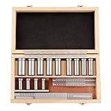 22 PCS Keyway Broach Kit, Metric Size Metalworking Tool Round Bushings Collared Bushing Shim Set Metric Size 4 Pcs Broach & 13 Collared Bushing & 5 Gaskets with Tool Box for Cutting Keyways