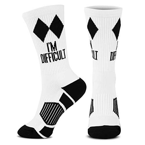 ChalkTalkSPORTS Ski Performance Crew Socks - Everyday Casual Ski Socks - I'm Difficult Double Black Diamond Large - Skiing Mid-Calf Socks - Adult