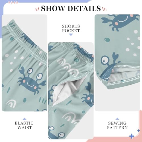 ZZXXB Lovely Crab Print Boys Long Pants Soft Trousers Elastic Waist Kids Lounge Bottoms with Pockets S-XL4