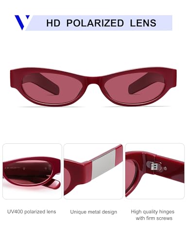 VANLINKER Retro Cat Eye Polarized Sunglasses for Women Men Small 90s Style Trendy Vintage Narrow Wing Frame VL97994
