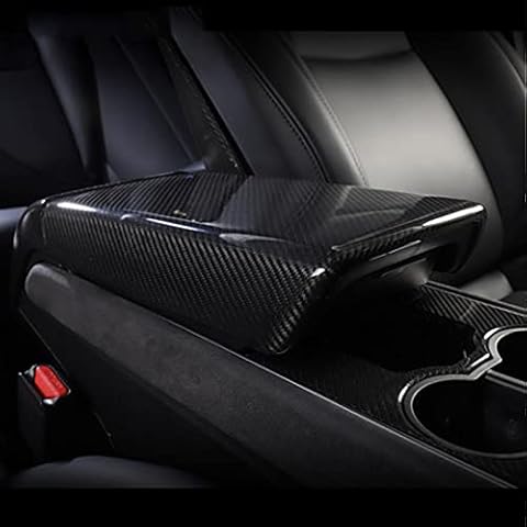 LIMBQS Carbon Fiber Center Console Cover for Tesla Model 3 2017-2023, Armrest Cover Pad for Tesla Model Y 2019-2025 Cover