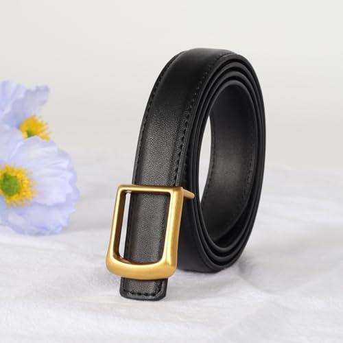 Image of Aurolran Women's Fashion Classic Metal Buckle Leather Belt with Jeans Dress