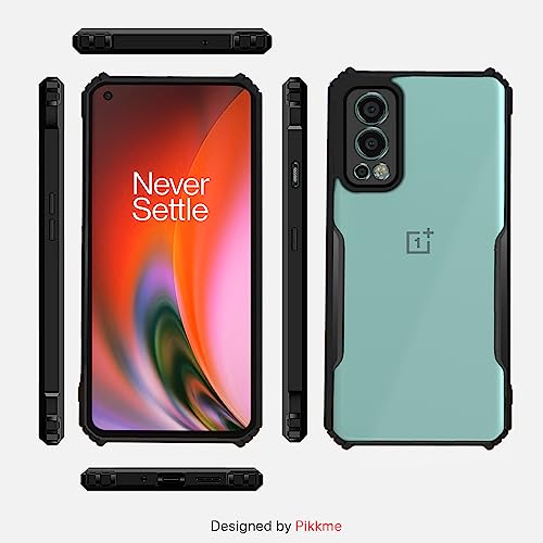 Image of Pikkme OnePlus Nord 2 5G Back Cover Shockproof Bumper Clear Transparent Case for OnePlus Nord 2 5G (TPU+Plastic, Black)