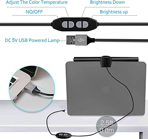 DS leddess Mini luz para monitor de laptop, barra de luz de tela, lâmpada de leitura USB para casa,