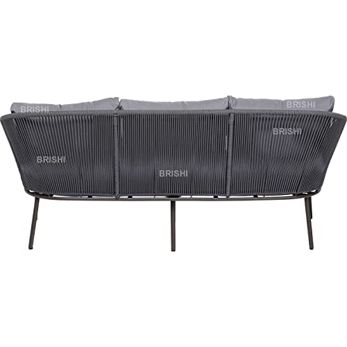 Image of Amazon Brand - Solimo Solix Outdoor Rope Sofa Set | Balcony Sofa | Patio Conversation Sets | Braided Rope Garden Sofa Set and Center Table (5 Seater-Dark Grey)