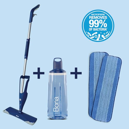 Bona Premium Spray Mops for Floors, Wood, Incl. 1x Bona Wood Floor Cleaner Liquid Cartridge 850ml & 2x Microfibre Pads, Blue - Image 3