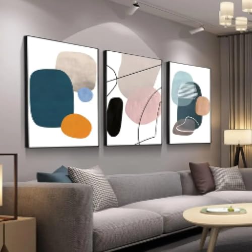 Impression sur toile de lin abstrait orange bleu 60x90