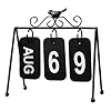 Healifty Desktop Eeuwigdurende Kalender Metalen Eeuwige Flip Kalender Vogels Gesneden Blok voor Home Office Decor